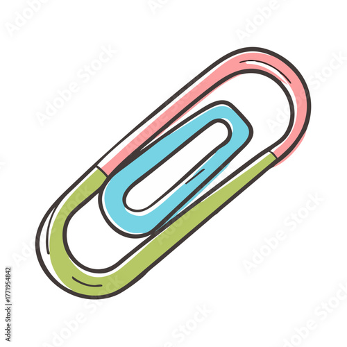 Colorful stylized paperclip vector illustration scalable office supply icon