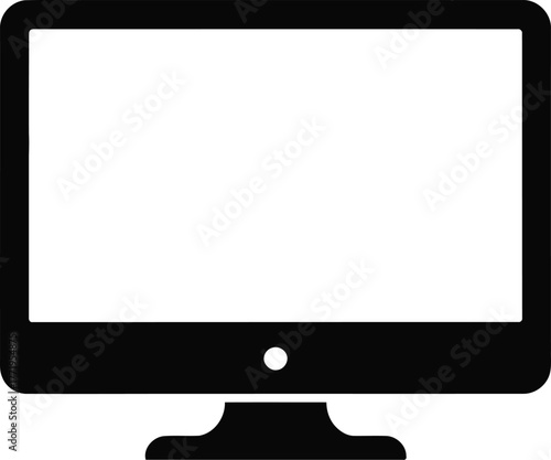Black silhouette of a desktop computer on a white background