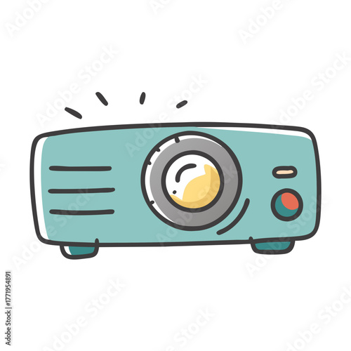 Playful teal projector illustration for presentations and media