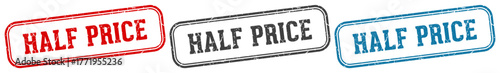 half price stamp. half price rectangular stamp set isolated on white background