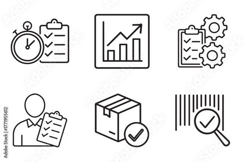 Streamlined business operations with icons for planning, growth, and logistics
