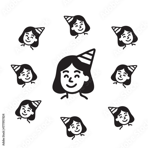Party Hat Girl Celebration Pattern