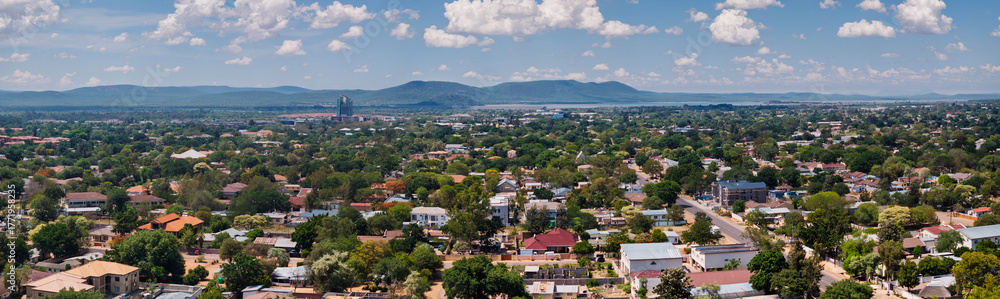 Obraz premium aerial view Gaborone Botswana, residential neighborhood city skyline, daytime