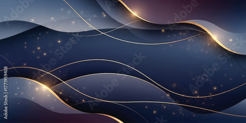 Abstract blue background with glowing star lines and wave motion design for a space wallpaper