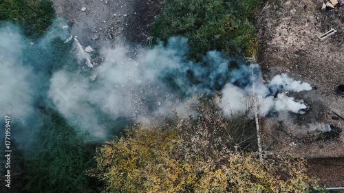 Smoke in the forest.
River of smoke in the forest