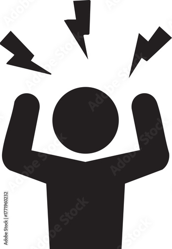 Vector of an Angry Raging Person Editable Icon Silhouette