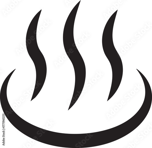 Vector of a Hotspring Emoji Editable Icon Silhouette to Signify Intense Heat 
