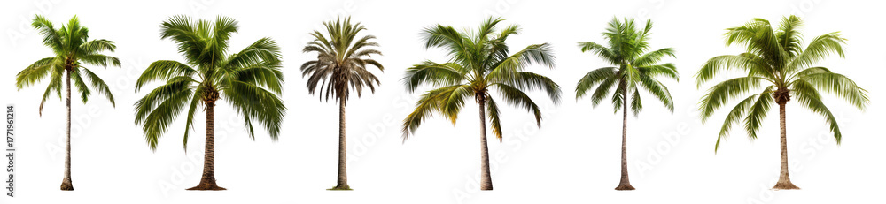 Obraz premium PNG Tropical palm trees collection variety, element set on transparent background