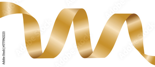 Curled golden ribbon vector illustration