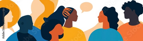 Diverse Group Talking Illustration, Conversation, Communication