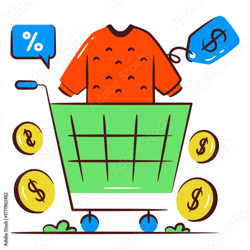 Shopping cart icon, editable vector