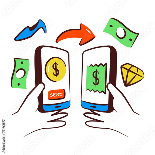 Modern design icon of mobile money transfer