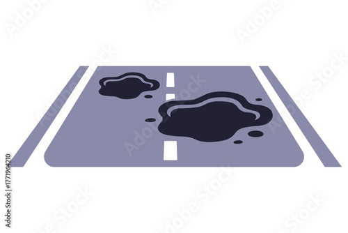 Car road with a pothole. Flat illustration.