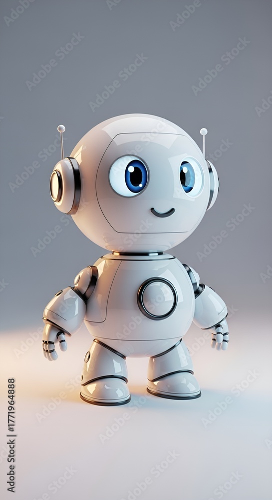 Fototapeta premium 3D Cute Robot Mascot for Tech Startup Advertising