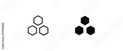 honeycomb Bee hive hexagon comb, Sweet natural food cells beekeeping line and flat icons set, editable stroke isolated on white, linear vector outline illustration, symbol logo design style