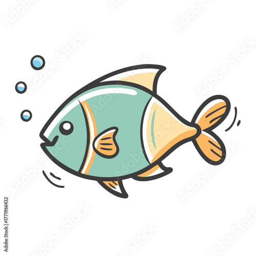Cute cartoon fish vector illustration for aquatic themes