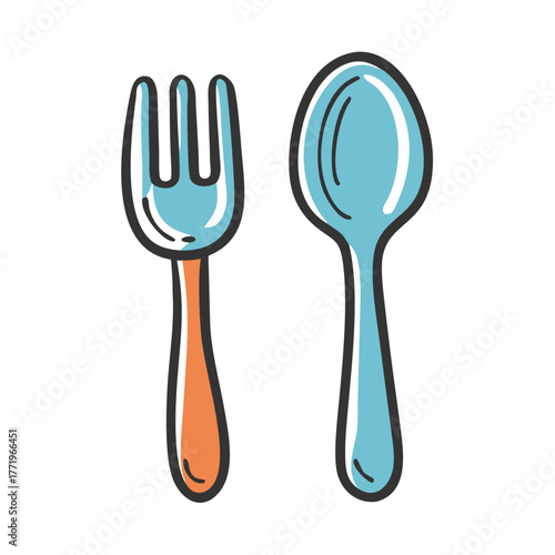 Vector illustration of fork and spoon cutlery icon