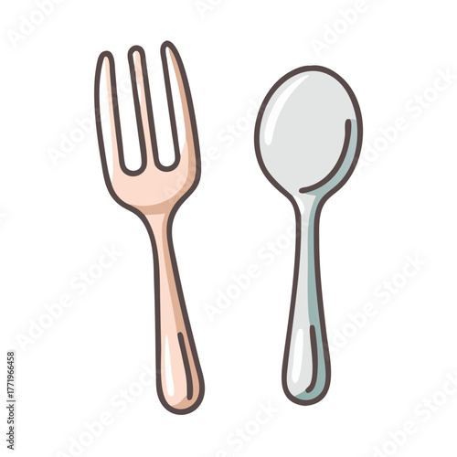 Elegant fork and spoon vector illustration for culinary designs