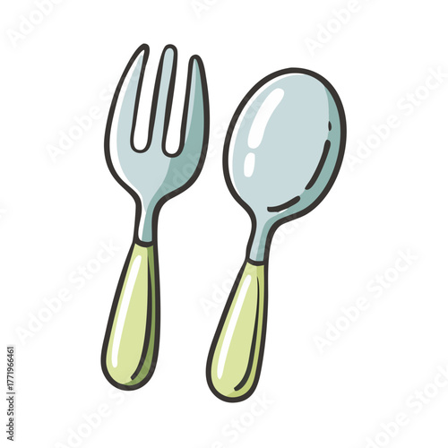 Clean vector illustration of a fork and spoon icon