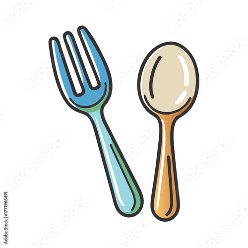 Scalable vector illustration of fork and spoon utensil icon