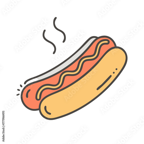 Vector hot dog illustration scalable food icon with ketchup
