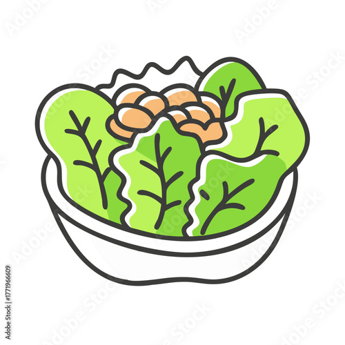 Vector illustration of a fresh salad in a bowl scalable food icon