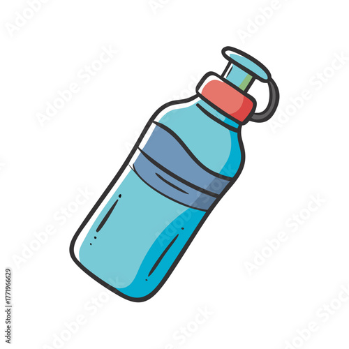 Vector illustration of a blue water bottle with red cap icon