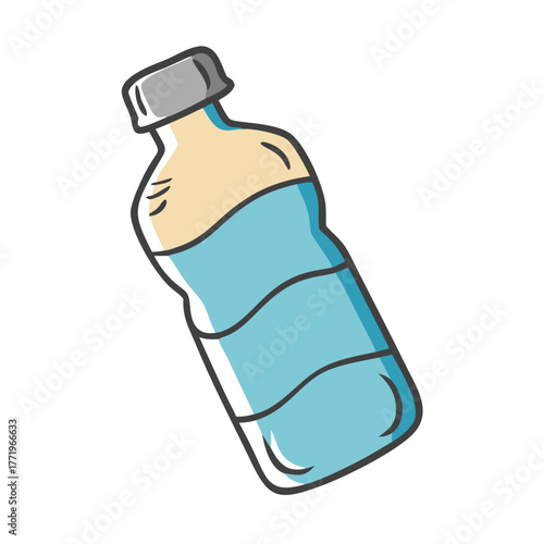 Vector illustration of a refreshing water bottle with liquid