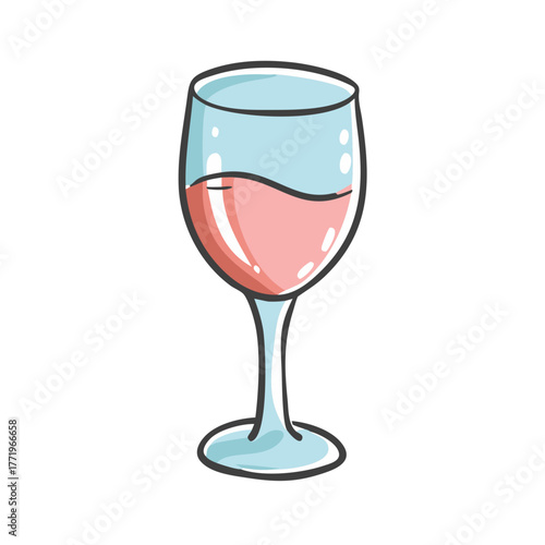 Vector illustration of a wine glass with rosé wine