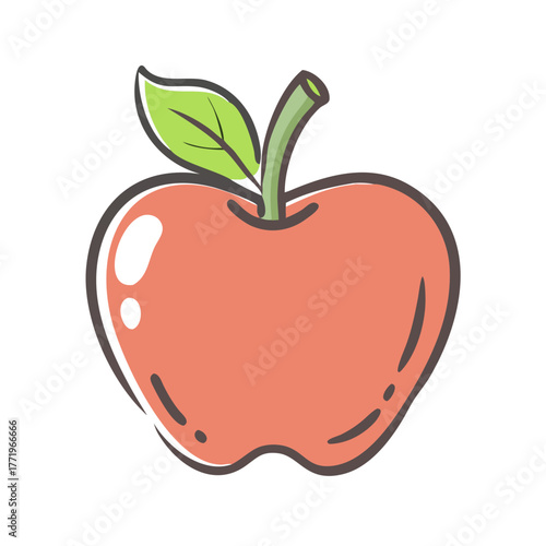 Red apple vector illustration fresh fruit healthy food graphic icon