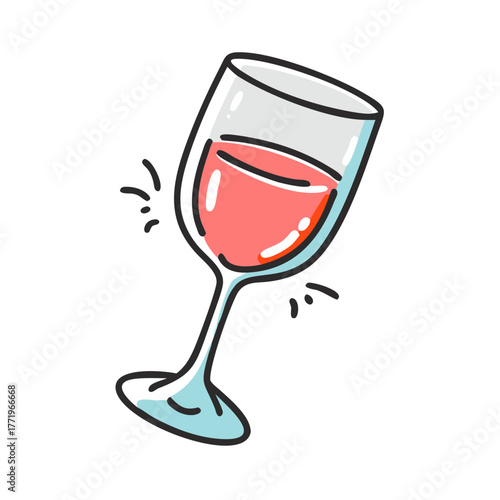 Vector illustration of a wine glass with rosé wine