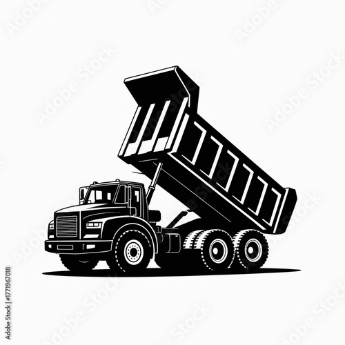 Heavy duty dump truck with raised bed illustration