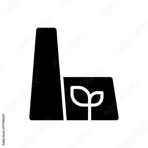 Eco industry green factory sustainable production flat icon
