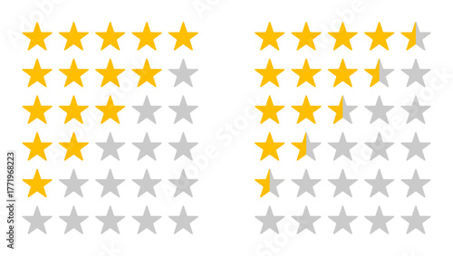 Five star rating vector illustration.Five star review.