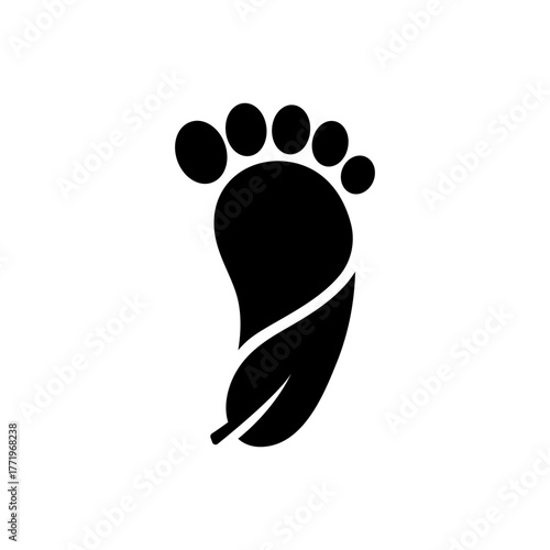 Eco leaf footprint carbon neutral environment flat icon
