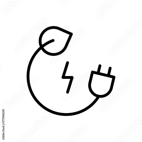 Outline eco circle leaf green energy line art icon
