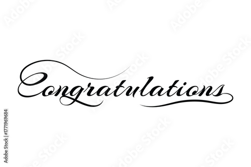 Congratulations hand drawn lettering. Calligraphy text composition isolated on white background. Vector lettering design. Black handwriting text. Vector illustration