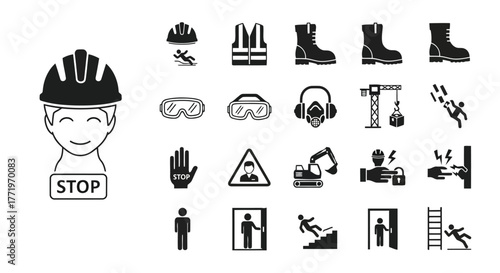 Vector illustration safety and warning signs for construction
