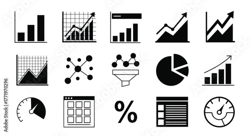 Vector illustration set of business data graph icons
