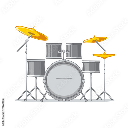 Cartoon drum set illustration, musical instrument