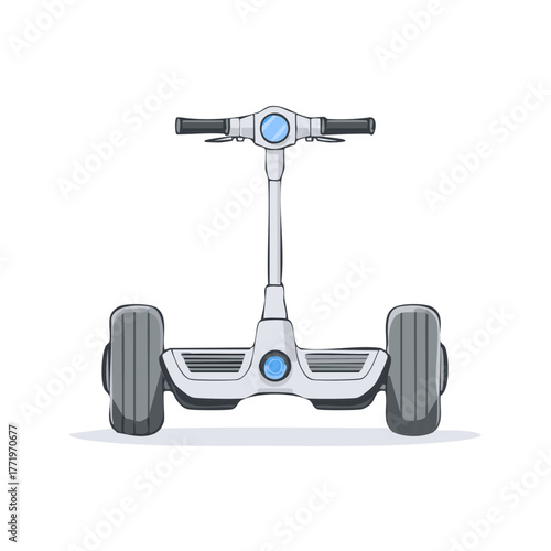 Cartoon Style Self Balancing Scooter Illustration on White Background