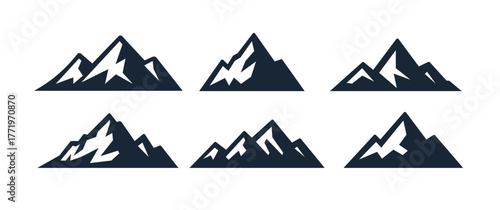 Mountain logo vector icon illustration. Peak mountain snow range silhouette abstract outdoor symbol icon