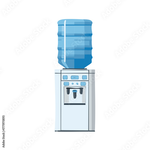 Cartoon illustration of a water cooler with a large water bottle
