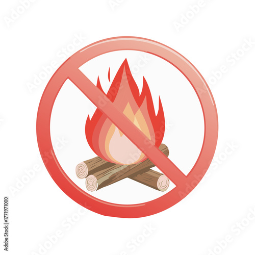 Campfire Ban Warning Symbol Illustration Danger Zone Fire Restriction Safety Sign