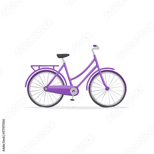 Vibrant Purple Cruiser Bicycle Vector Graphic Flat Design for Sustainable Transportation