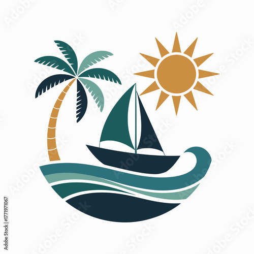 yacht and sailing boat on the sea vector illustration