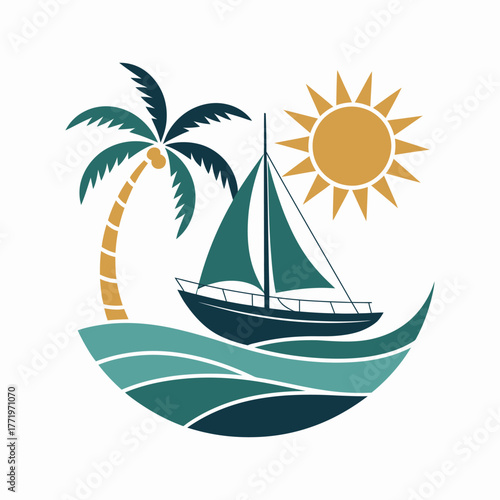 yacht and sailing boat on the sea vector illustration