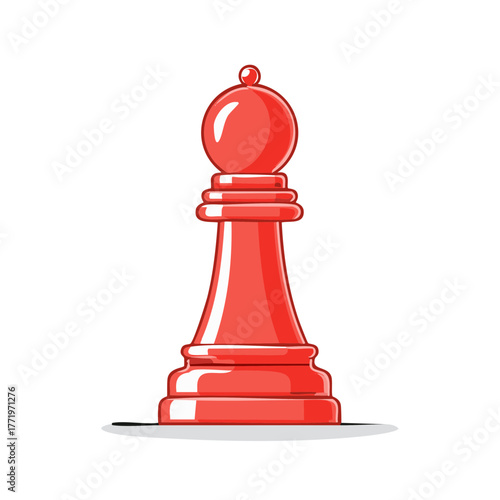Vibrant red chess bishop piece isolated vector illustration representing strategy intelligence and classic board games