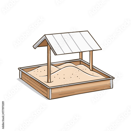 Wooden Sandbox with Protective Roof for Outdoor Play Area