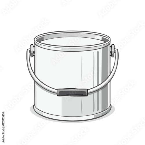 Empty gray bucket with handle illustrated in a clean vector graphic style